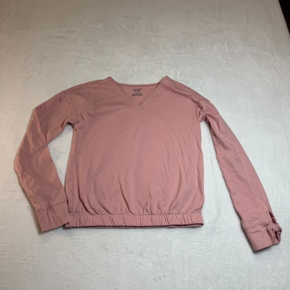 Carter's Dusty Pink V-Neck Top with Glitter